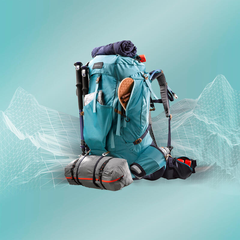 Rucsac Trekking la munte MT500 Air 45+10L Gri Damă 