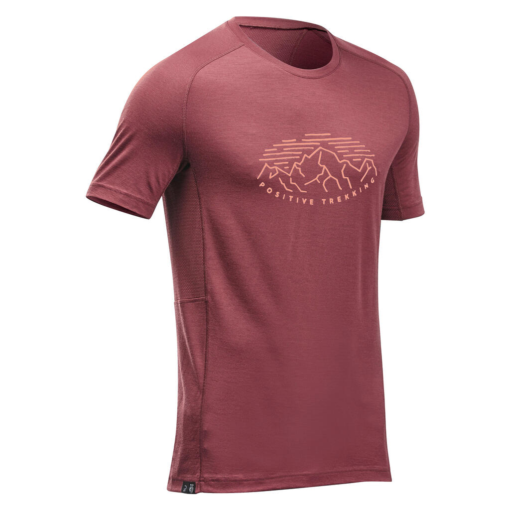 Ανδρικό κοντομάνικο t-shirt από μαλλί merino για trekking - mt500