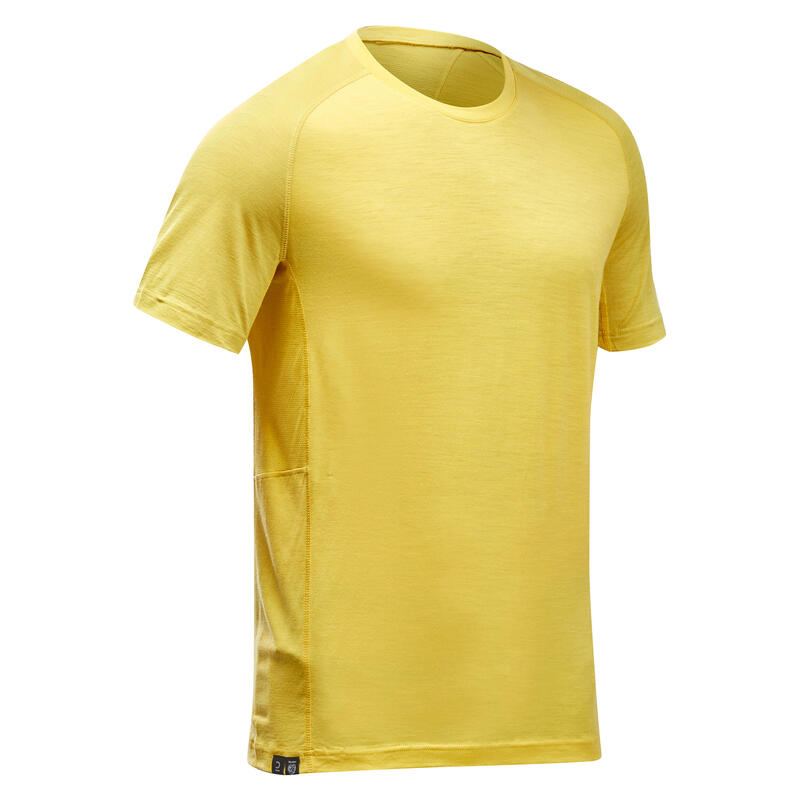 Férfi póló túrázáshoz MT500, merinó gyapjú, sárga