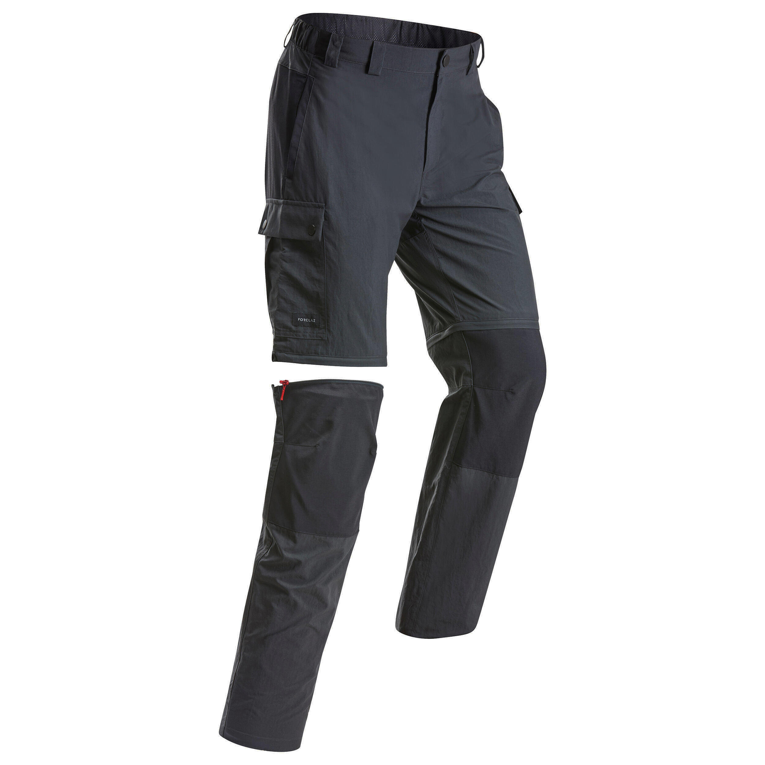 Pantalon modulabil 2 în 1 trekking la munte MT100 Gri Bărbați Bărbaţi imagine 2022