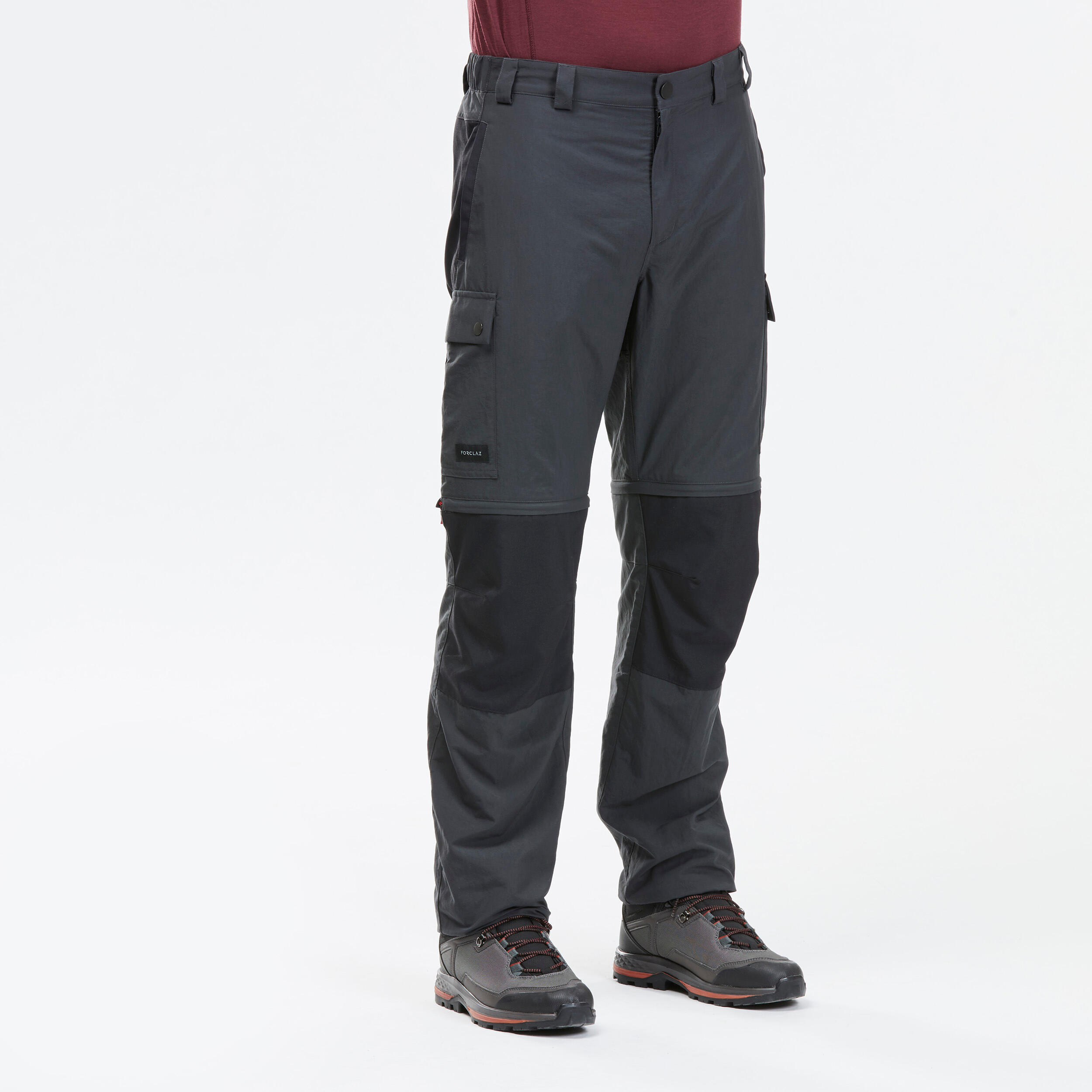 Erkek Moduler Dayan kl 2 si 1 Arada Outdoor Trekking Pantolon Gri MT100 FORCLAZ Decathlon