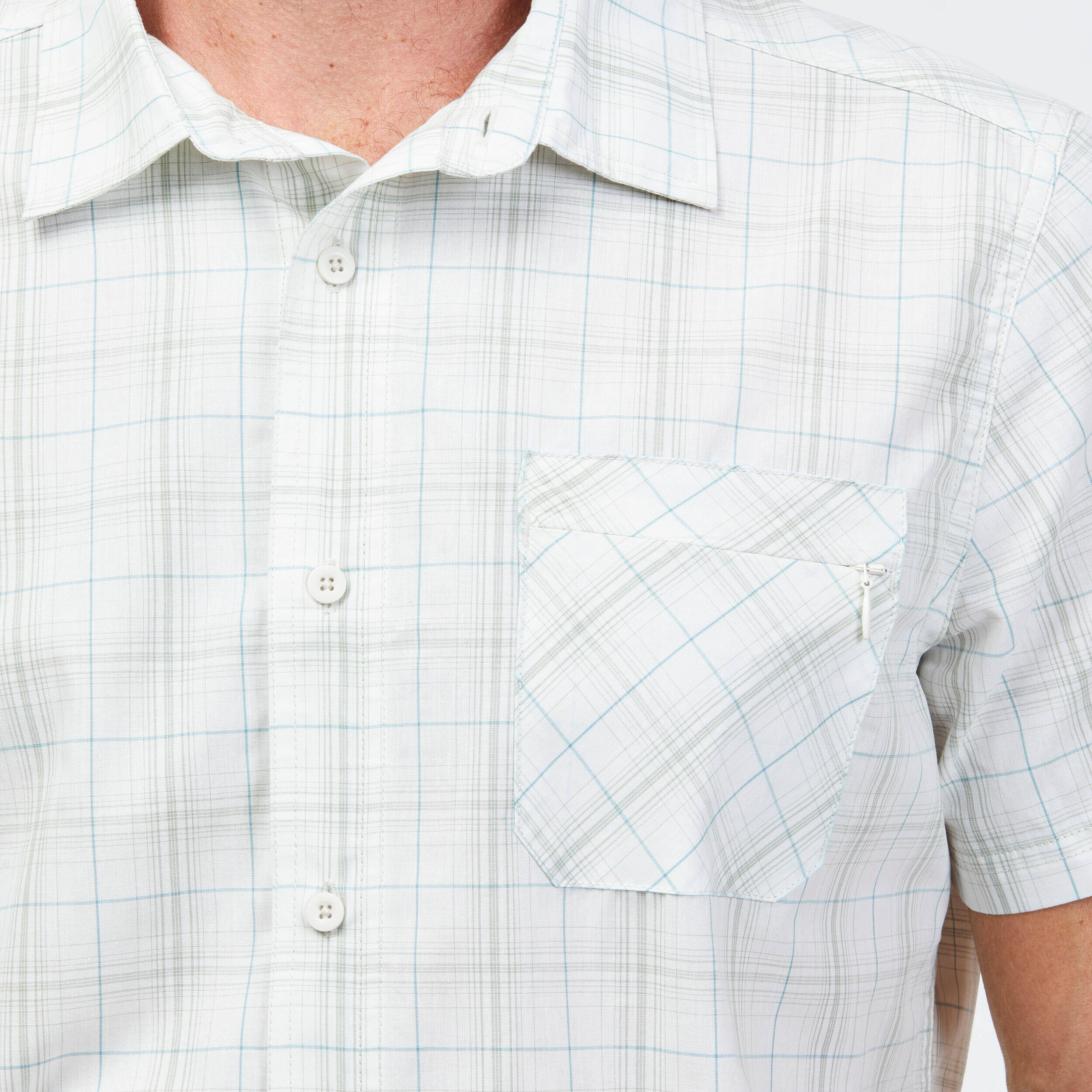 Men Checked Half Sleeve Cotton Shirt White - Travel 100 -  3