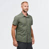 Men Checked Half Sleeve Cotton Shirt Green - Travel 100