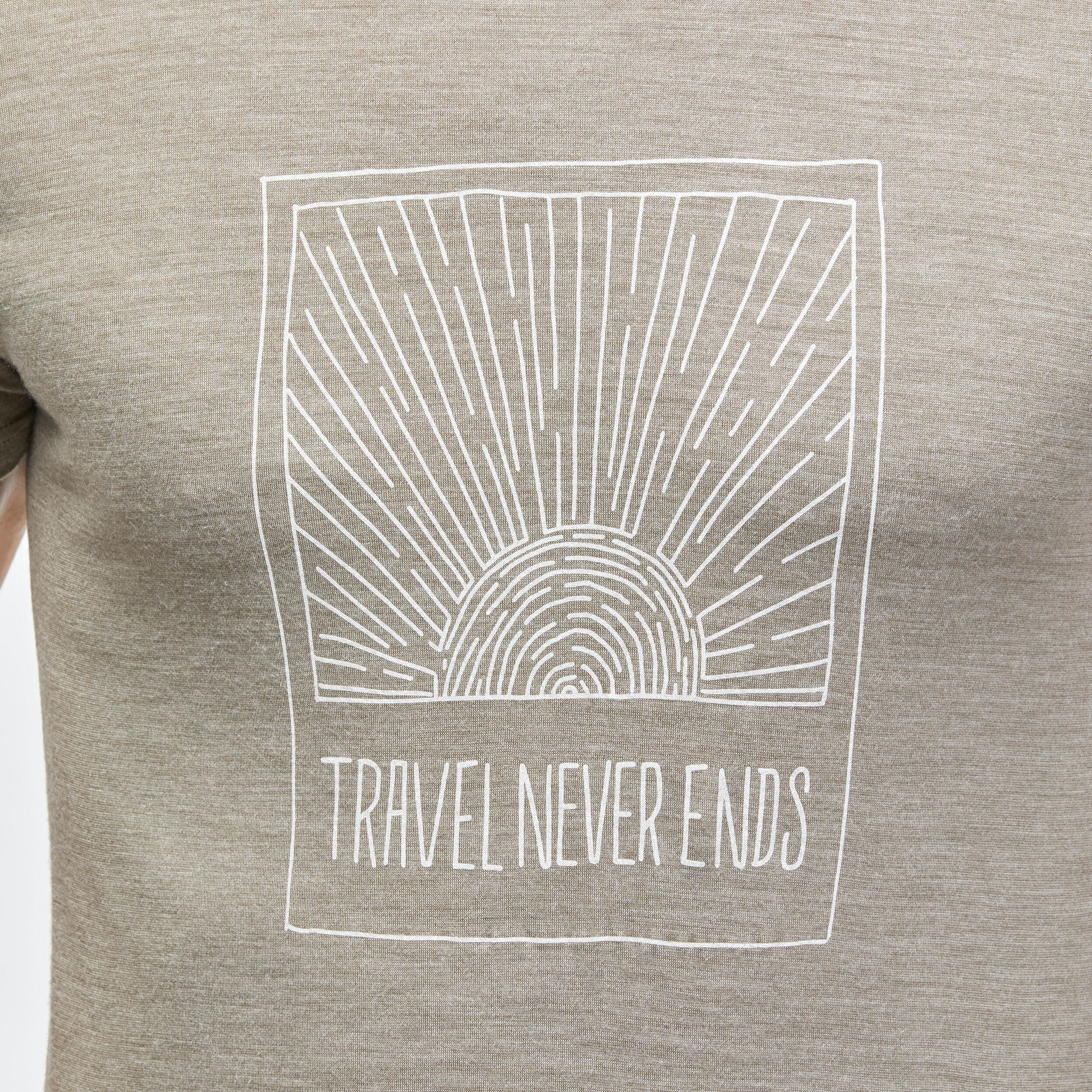 Men's Travel Trekking Merino Wool T-Shirt - TRAVEL 100 Iced Coffee 7/7