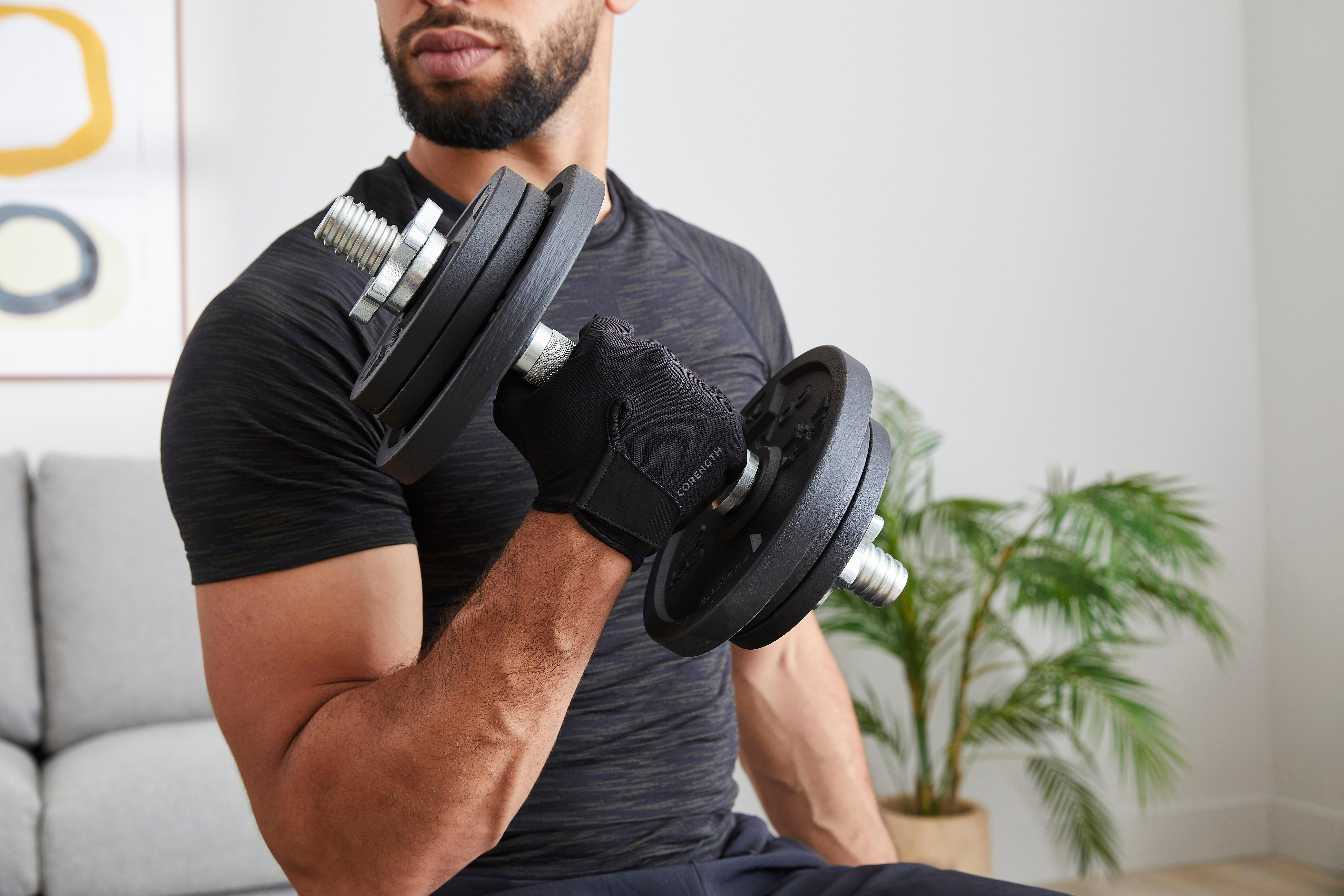 Weight Training Gloves - 100 Black - CORENGTH