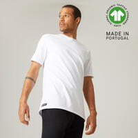 T-shirt fitness Robustee manches courtes slim coton col rond homme blanc glacier