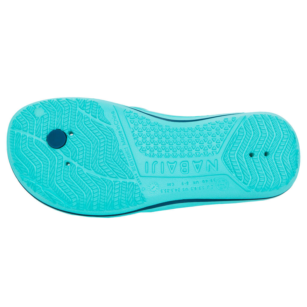 Women’s pool flip-flops Tonga 500 white blue line