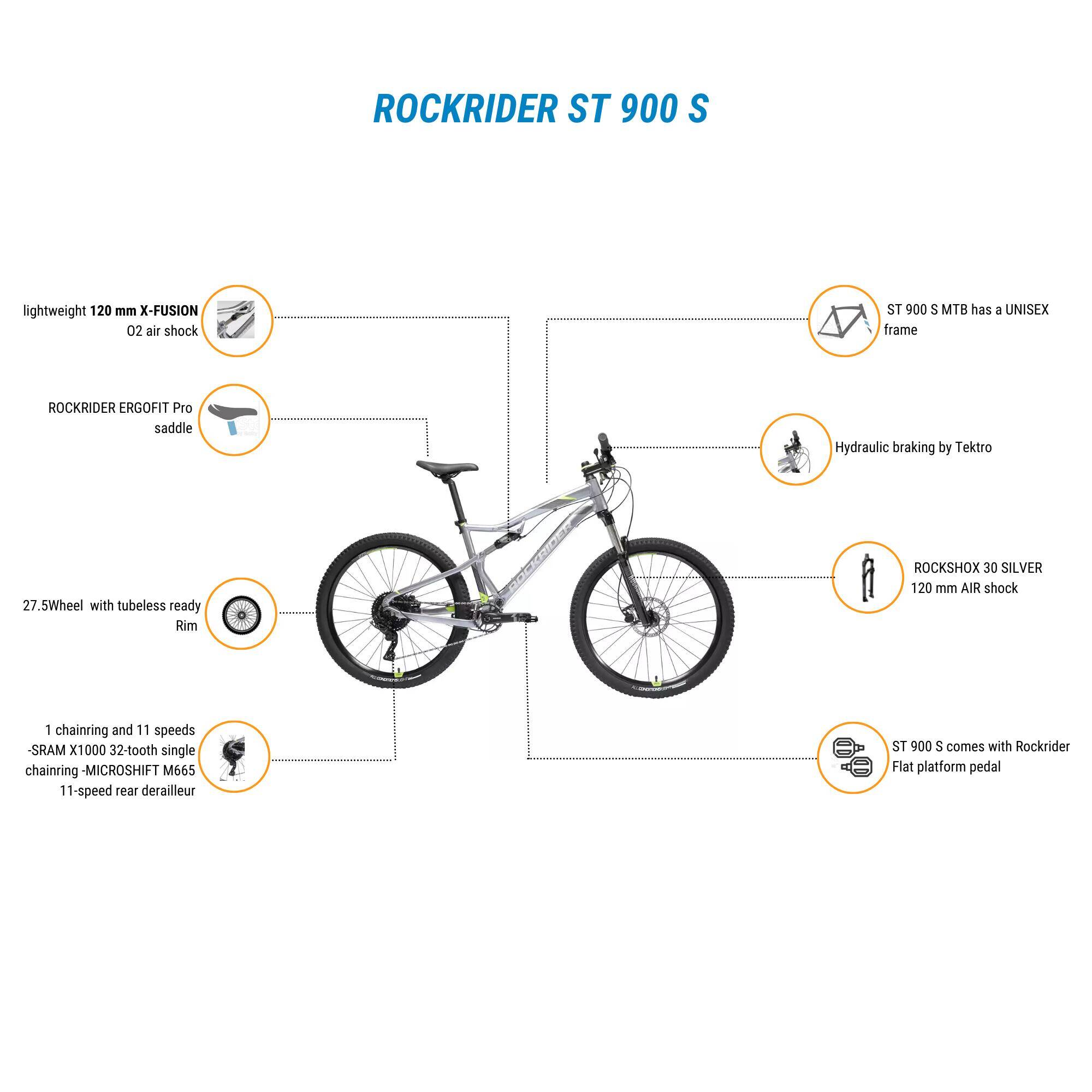 27.5" Mountain Bike ST 900 S - Grey/Yellow -  2