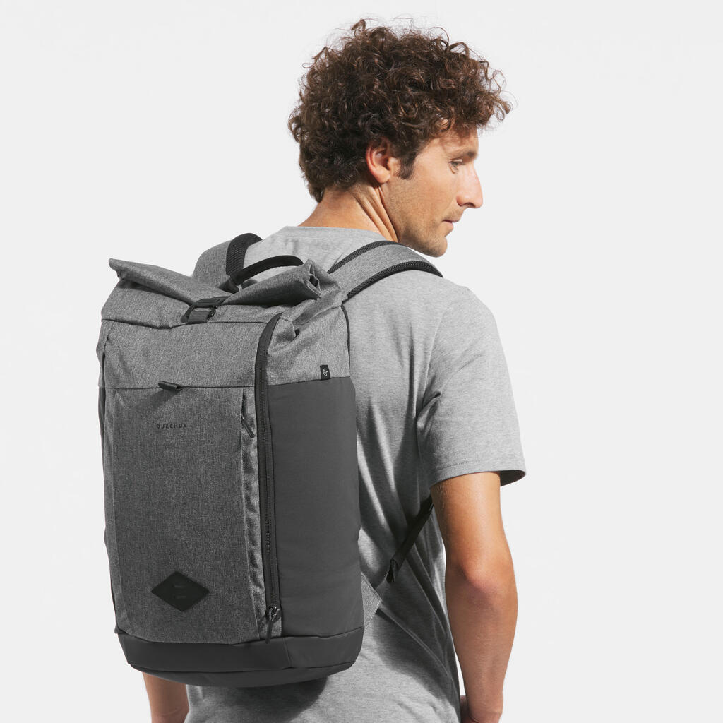 Mochila de senderismo con apertura rolltop de 23 L gris NH500 Escape
