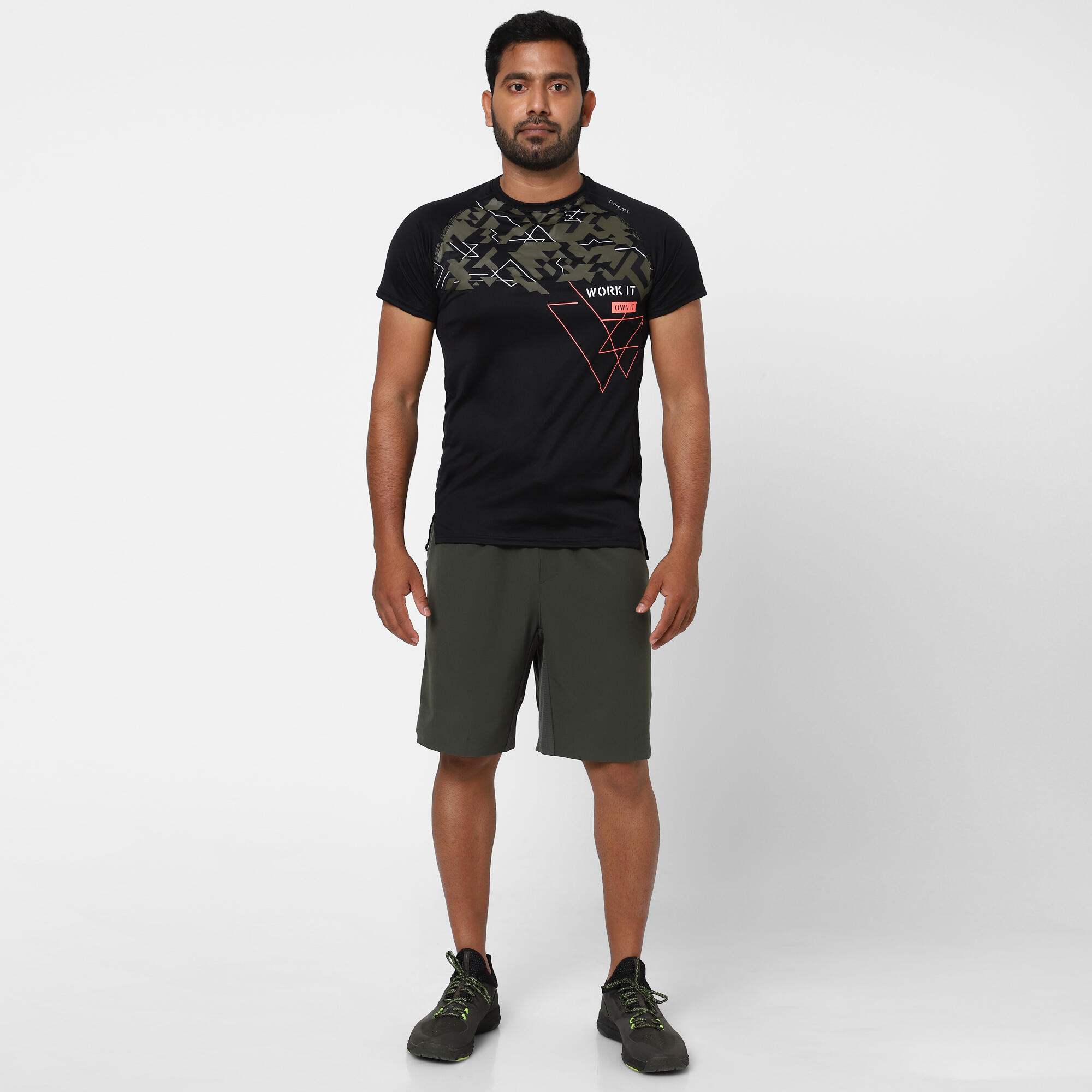Men Recycled Polyester Gym T-Shirt - Black Print