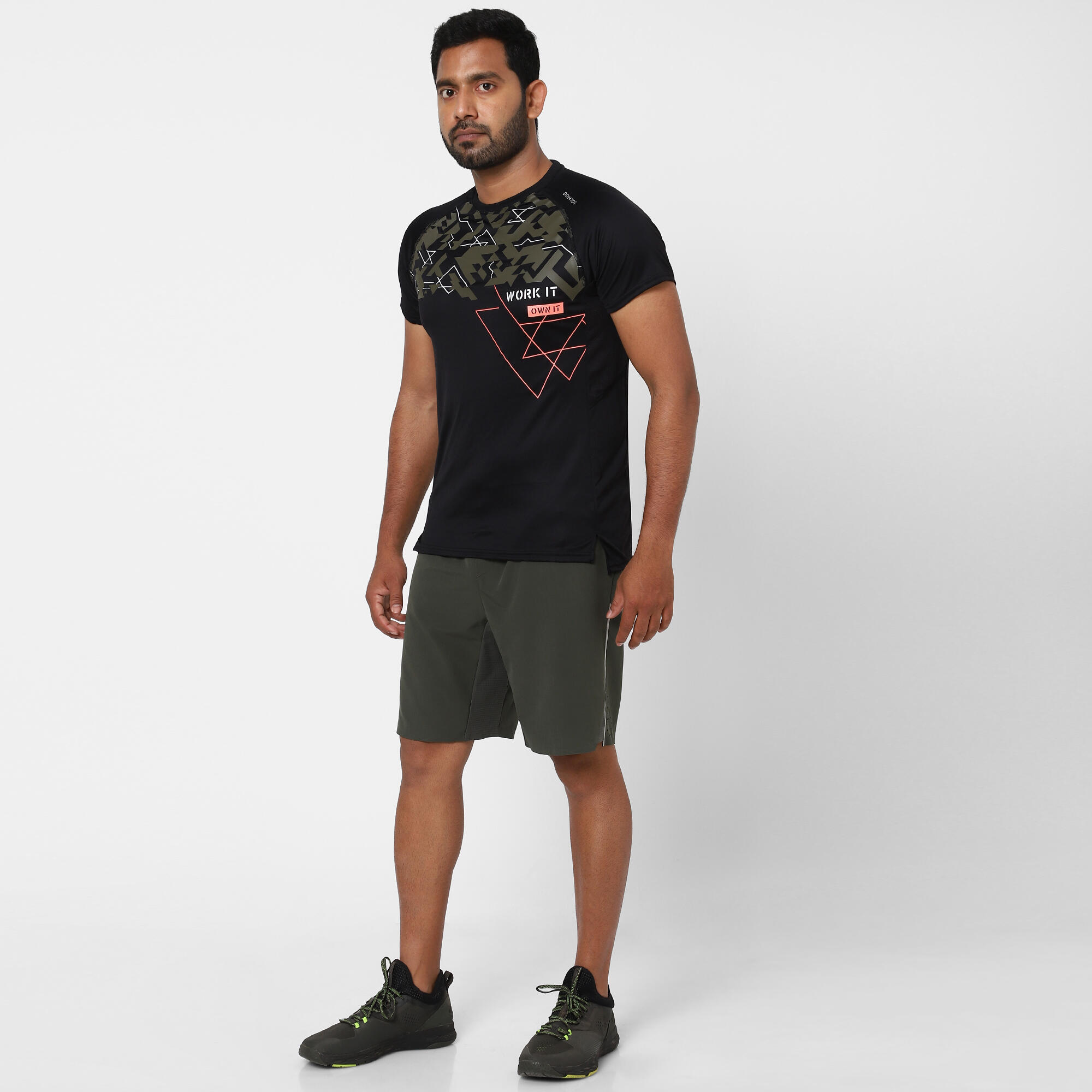 domyos Men Recycled Polyester Gym T-Shirt - Black Print-picture-21