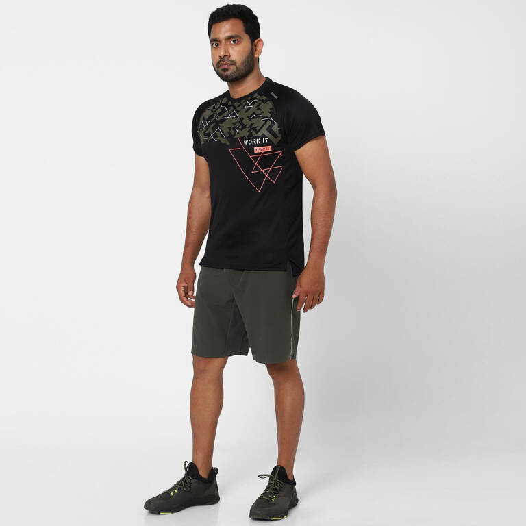 Men Recycled Polyester Gym T-Shirt - Black Print