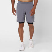 Men's Polyester 2-in-1 Workout Gym Shorts - Grey