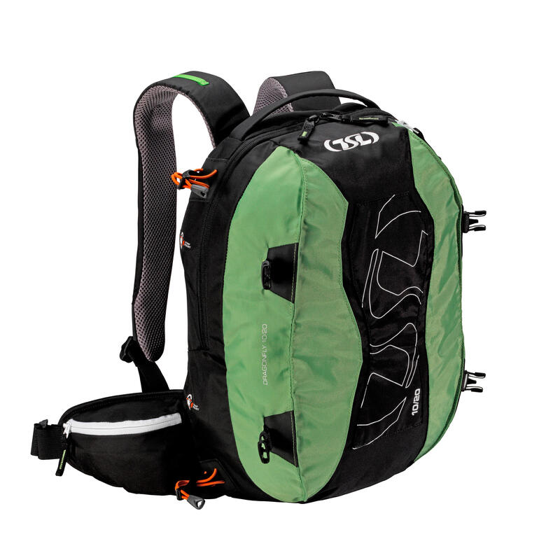 Snowshoe Backpack Dragonfly 10/20 L Black/Green TSL Decathlon