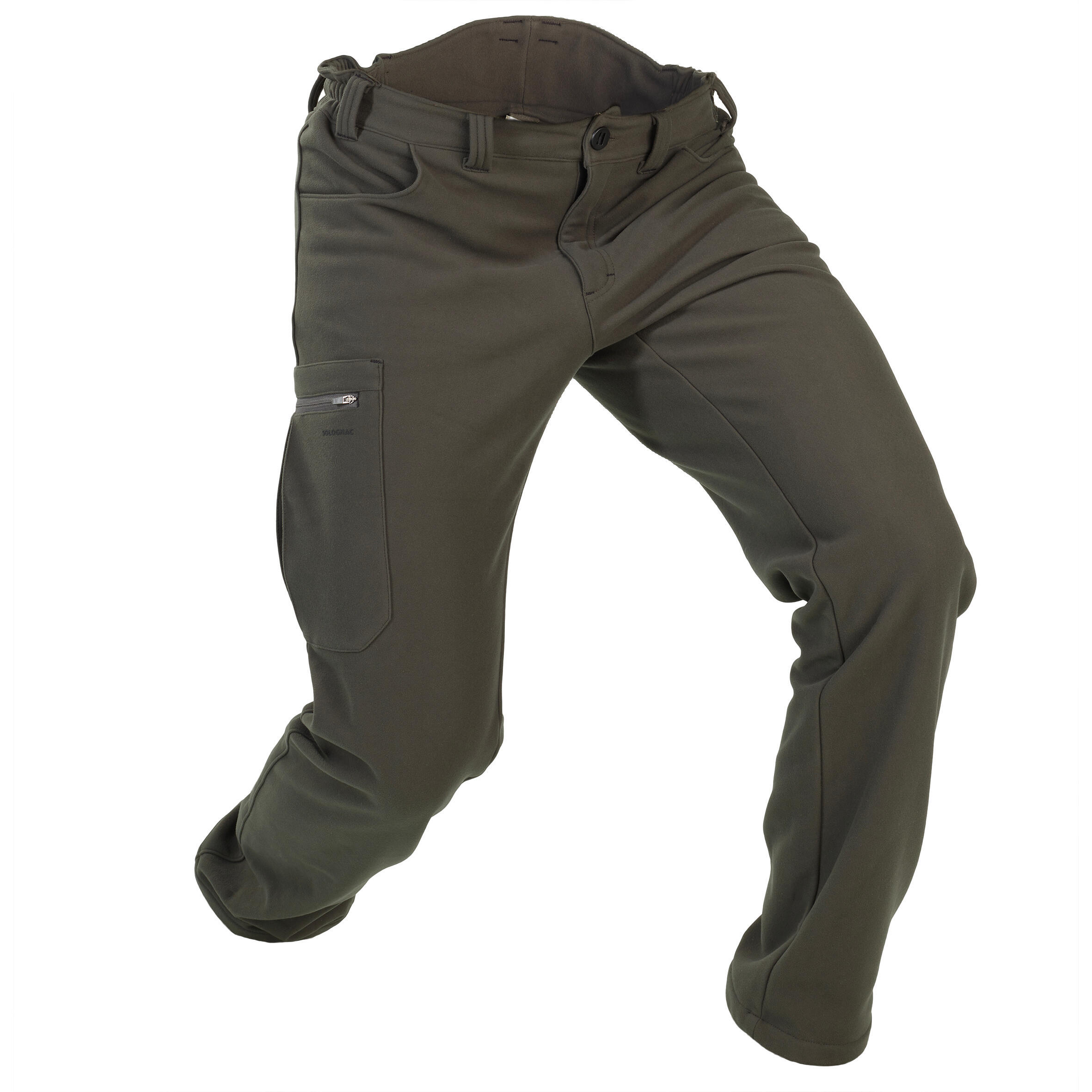 Hunting Warm Silent Fleece Trousers - 100 Green - SOLOGNAC