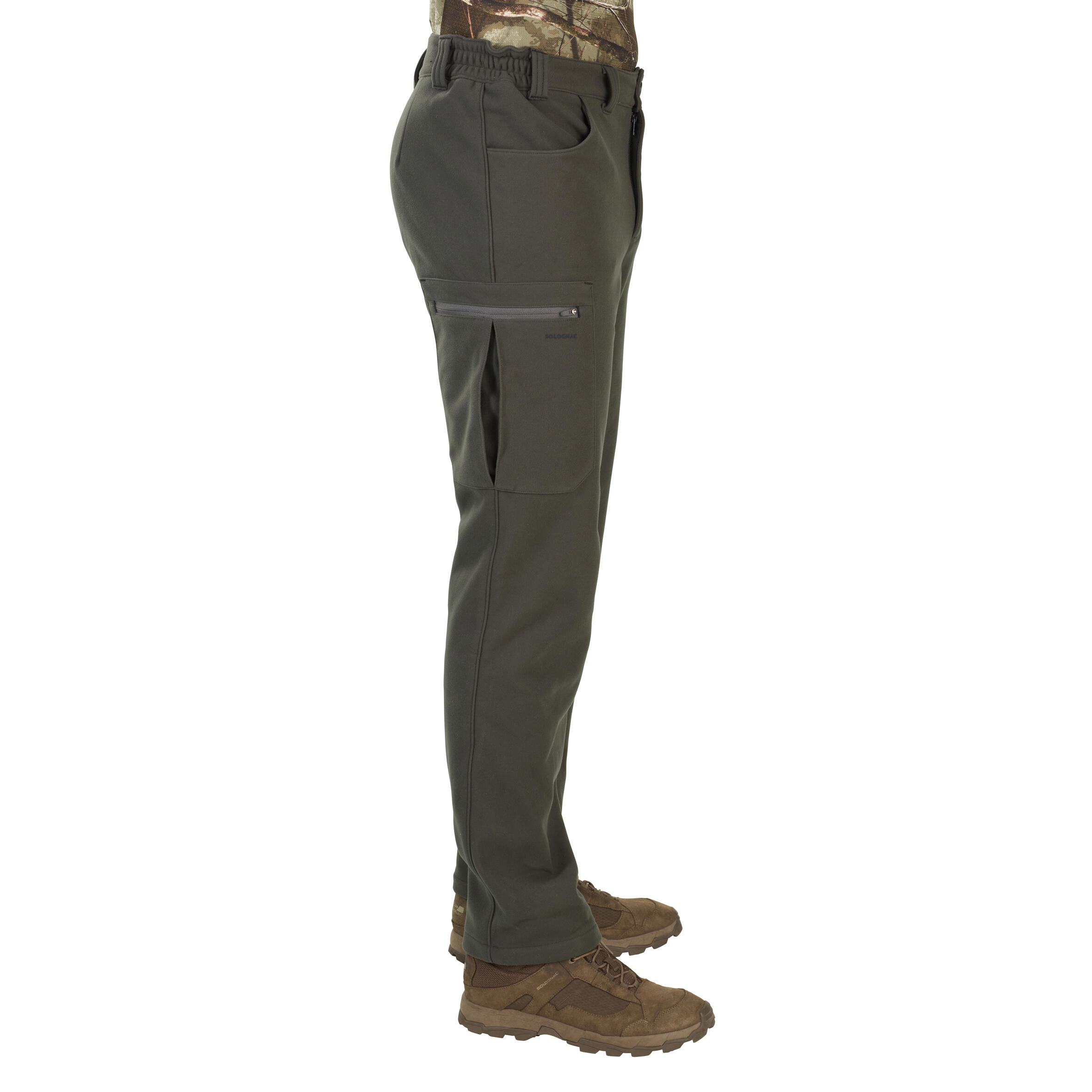 Hunting Warm Silent Fleece Trousers - 100 Green - SOLOGNAC