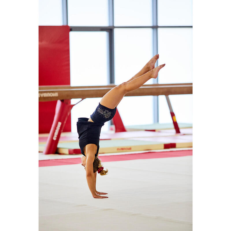 Pantaloncini ginnastica artistica femminile 500 neri con strass