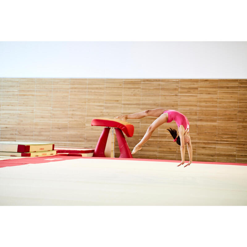 Justaucorps sans manche rose et blanc Gymnastique Artistique Féminine