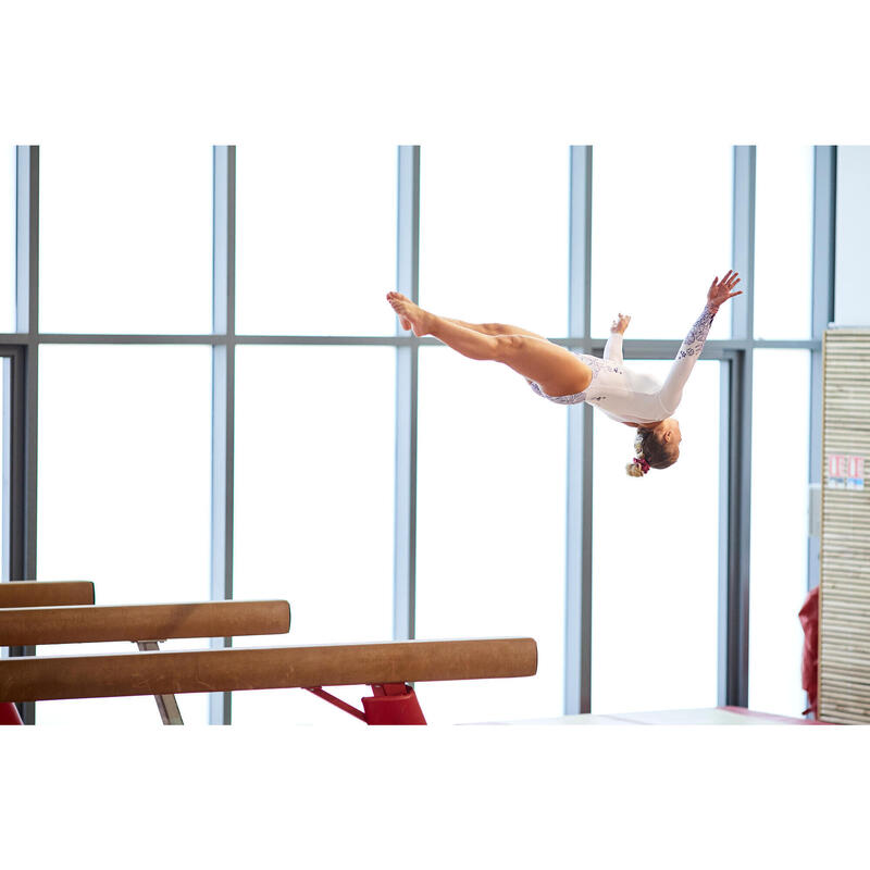 Body 980 Gimnastică artistică mâneci lungi Alb cu imprimeu Fete 