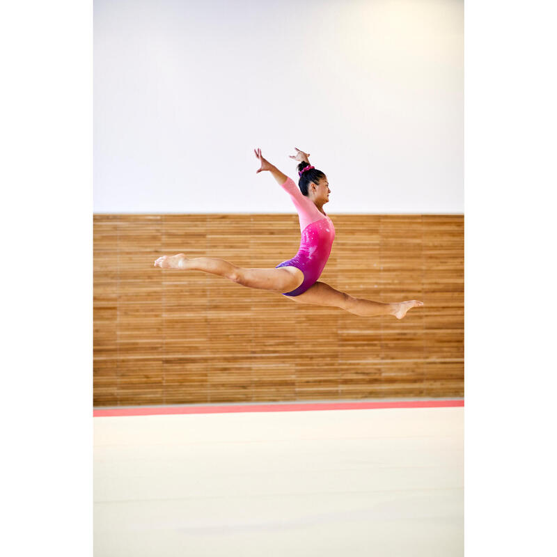 Gymnastikanzug 3/4-Arm Kunstturnen Kinder rosa Farbabstufungen