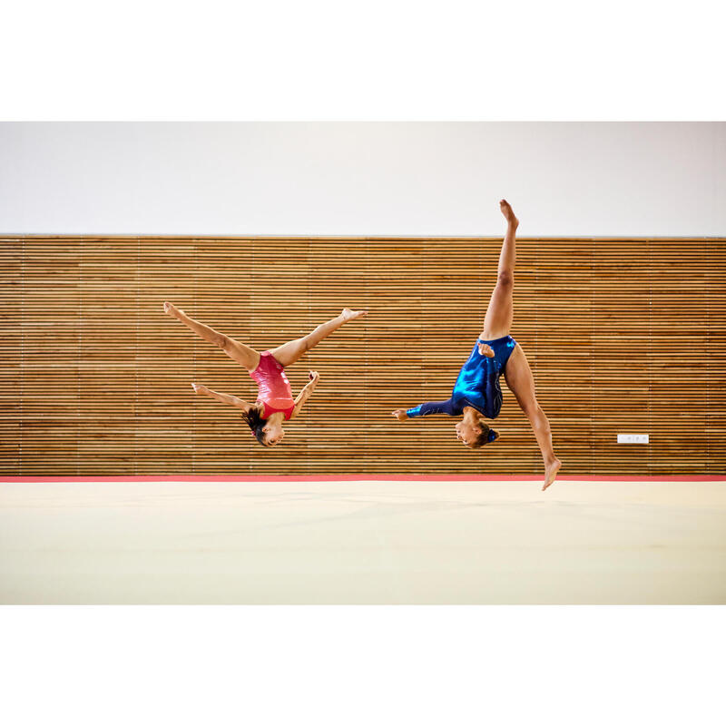 Maillot gimnasia niña 900 rosa anaranjado