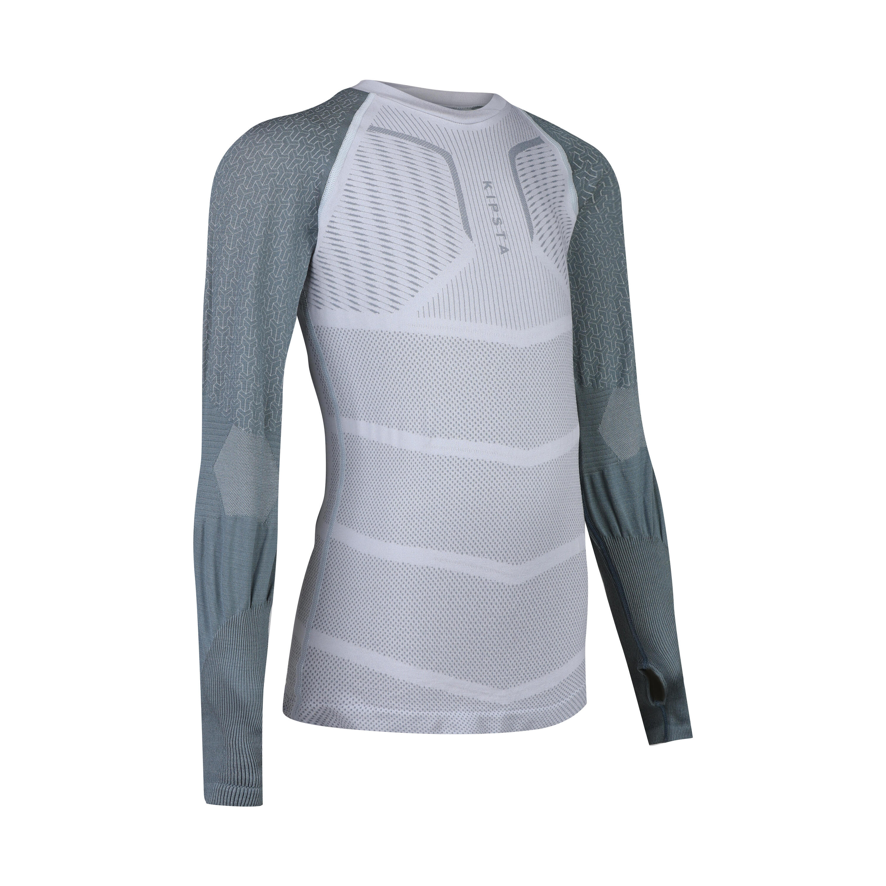Kids' Long-Sleeved Football Base Layer Top Keepdry 500 - Grey 2/6
