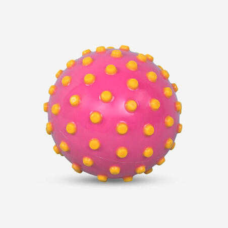 Мячик для игр в воде розовый с желтыми шипами