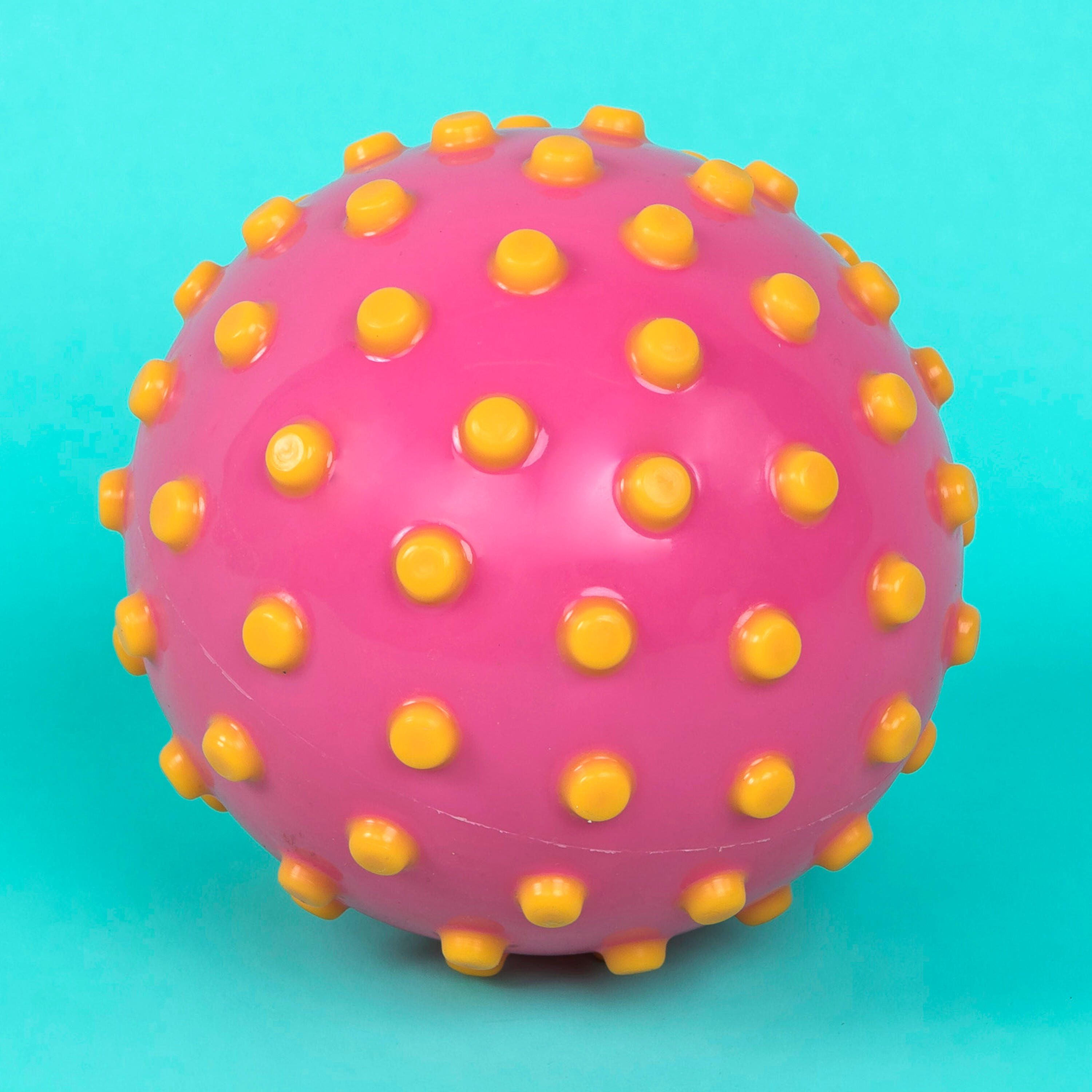 Small aquatic awakening balloon, pink with yellow dots 3/3