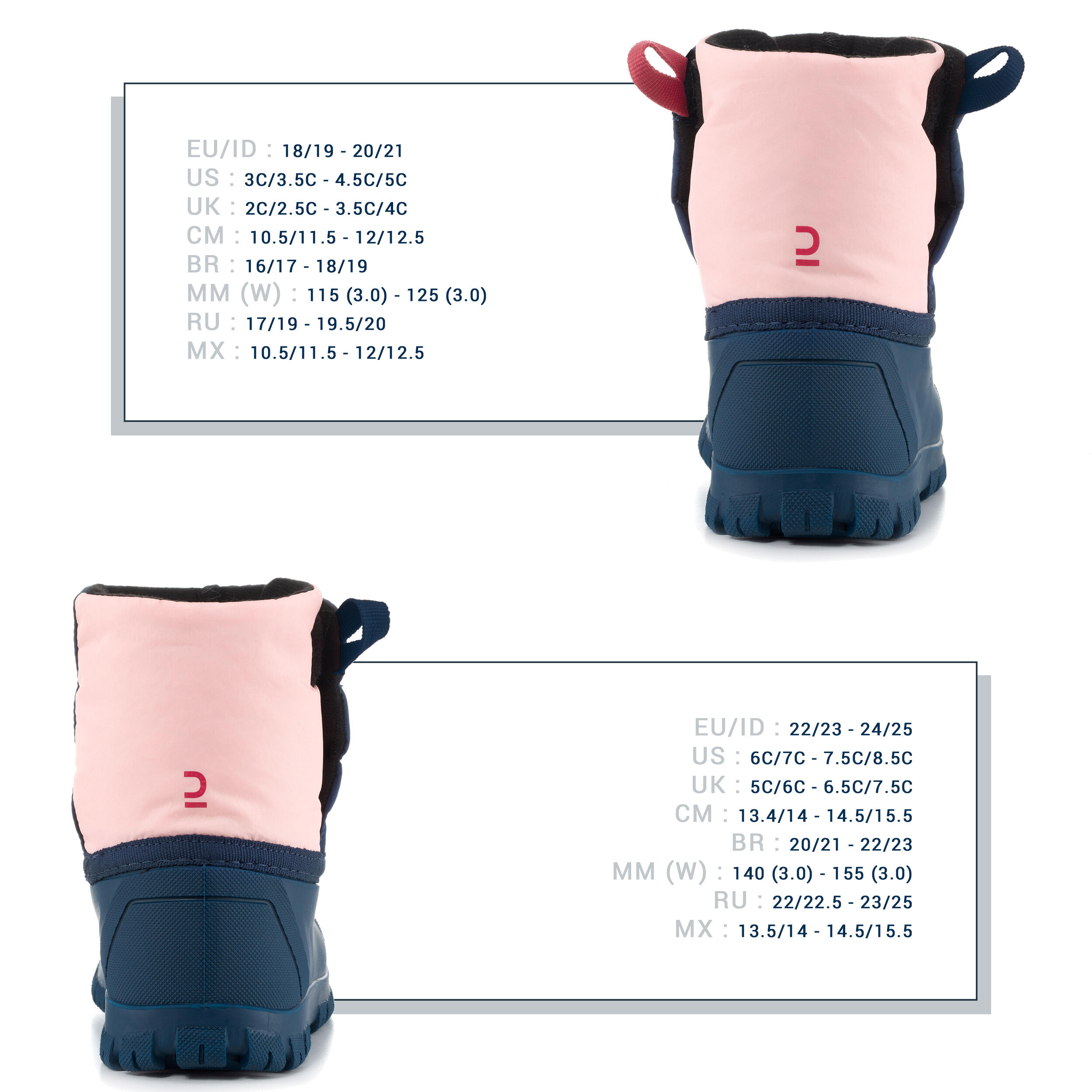 Baby snow boots, baby après-ski boots WARM blue and pink 7/7