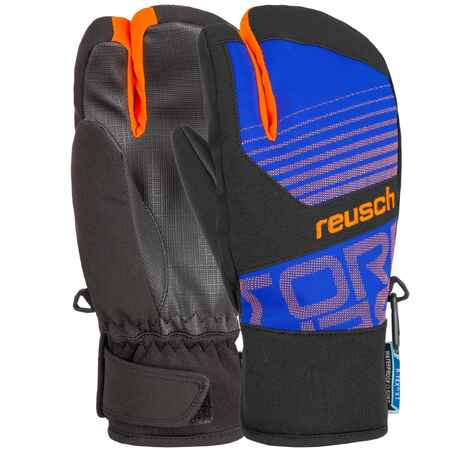 CHILDREN'S SKIING GLOVES 3 FINGERS LOBSTER TORBENIUS REUSCH BLACK AND BLUE