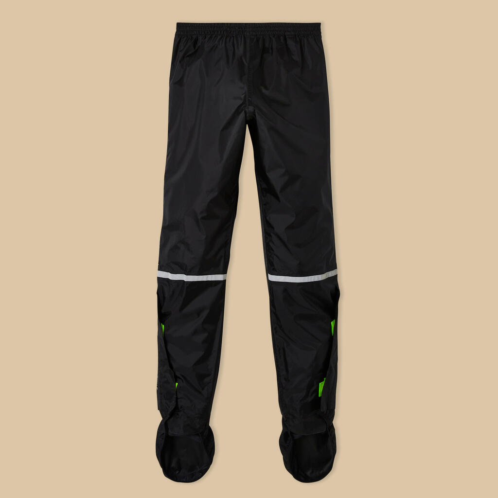 City Cycling Rain Overtrousers with Built-In Overshoes 100 - Black