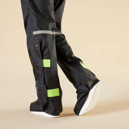 City Cycling Rain Overtrousers with Built-In Overshoes 100 - Black