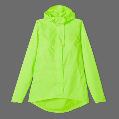 Jaket Antiair Wanita 100 Urban Cycling - Kuning Neon