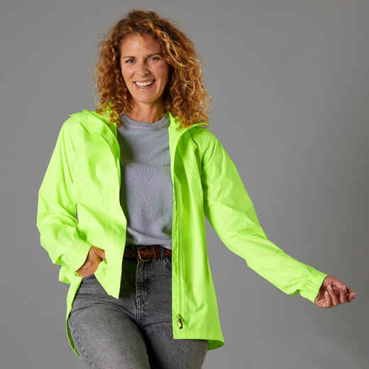 
      Women's Waterproof Urban Cycling Jacket - Neon Yellow
  