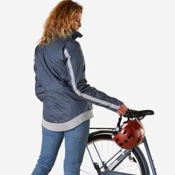 VESTE PLUIE CHAUDE VÉLO 540 FEMME BLEU MARINE