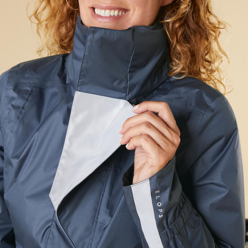 CHAQUETA IMPERMEABLE CÁLIDA CICLISMO 540 MUJER AZUL MARINO 