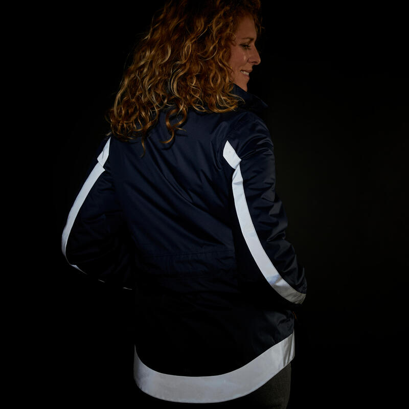 CHAQUETA IMPERMEABLE CÁLIDA CICLISMO 540 MUJER AZUL MARINO 