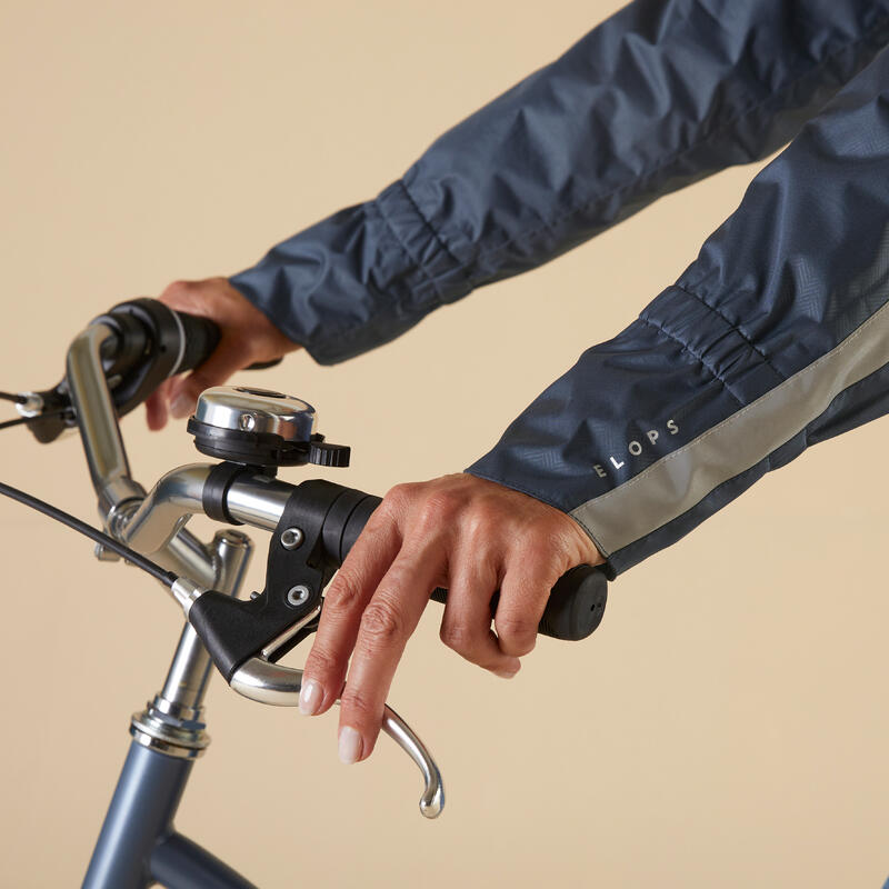 Warme fietsregenjas voor dames stad 540 marineblauw