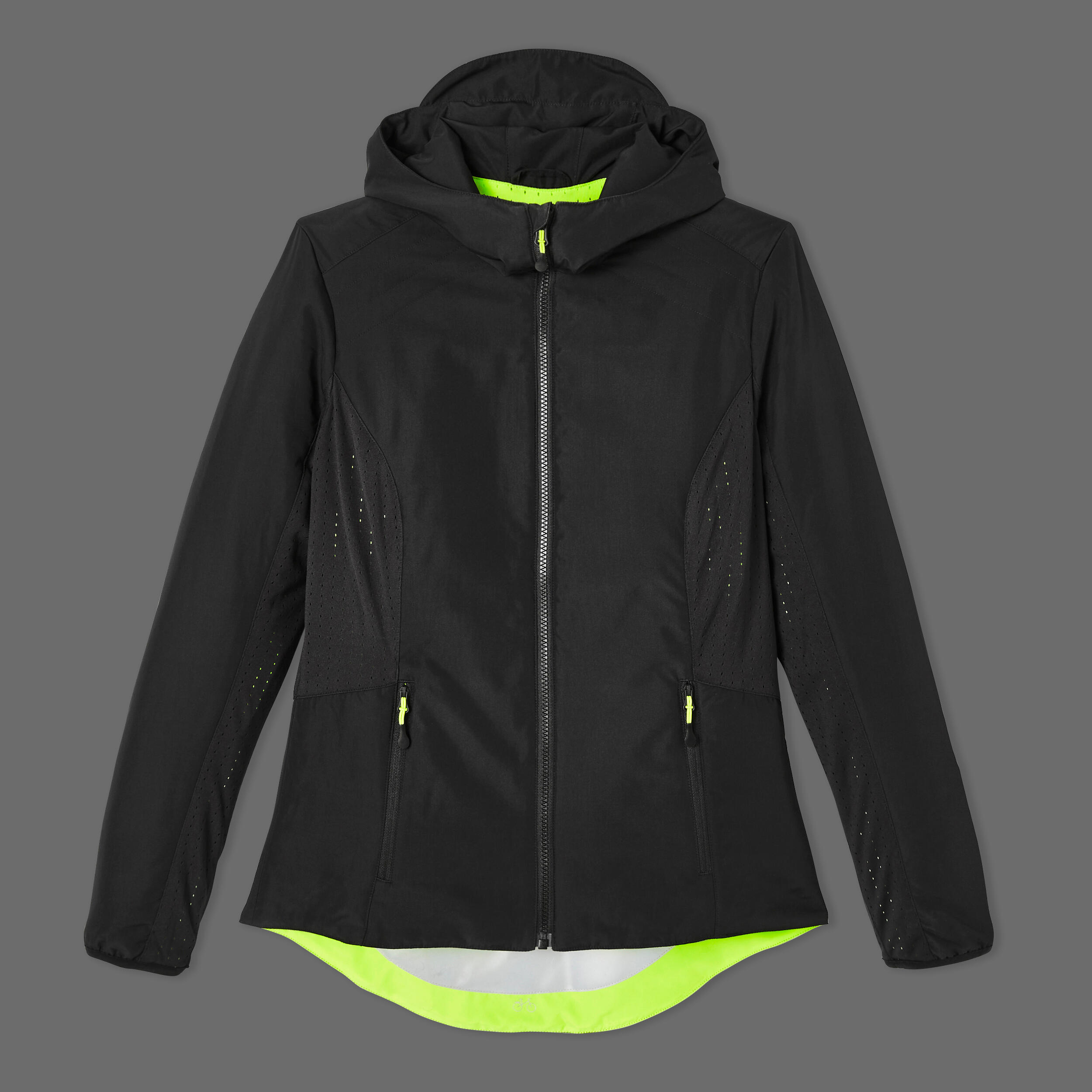 Women's Warm Reversible Cycling Jacket - Black/Hi-Vis 15/17