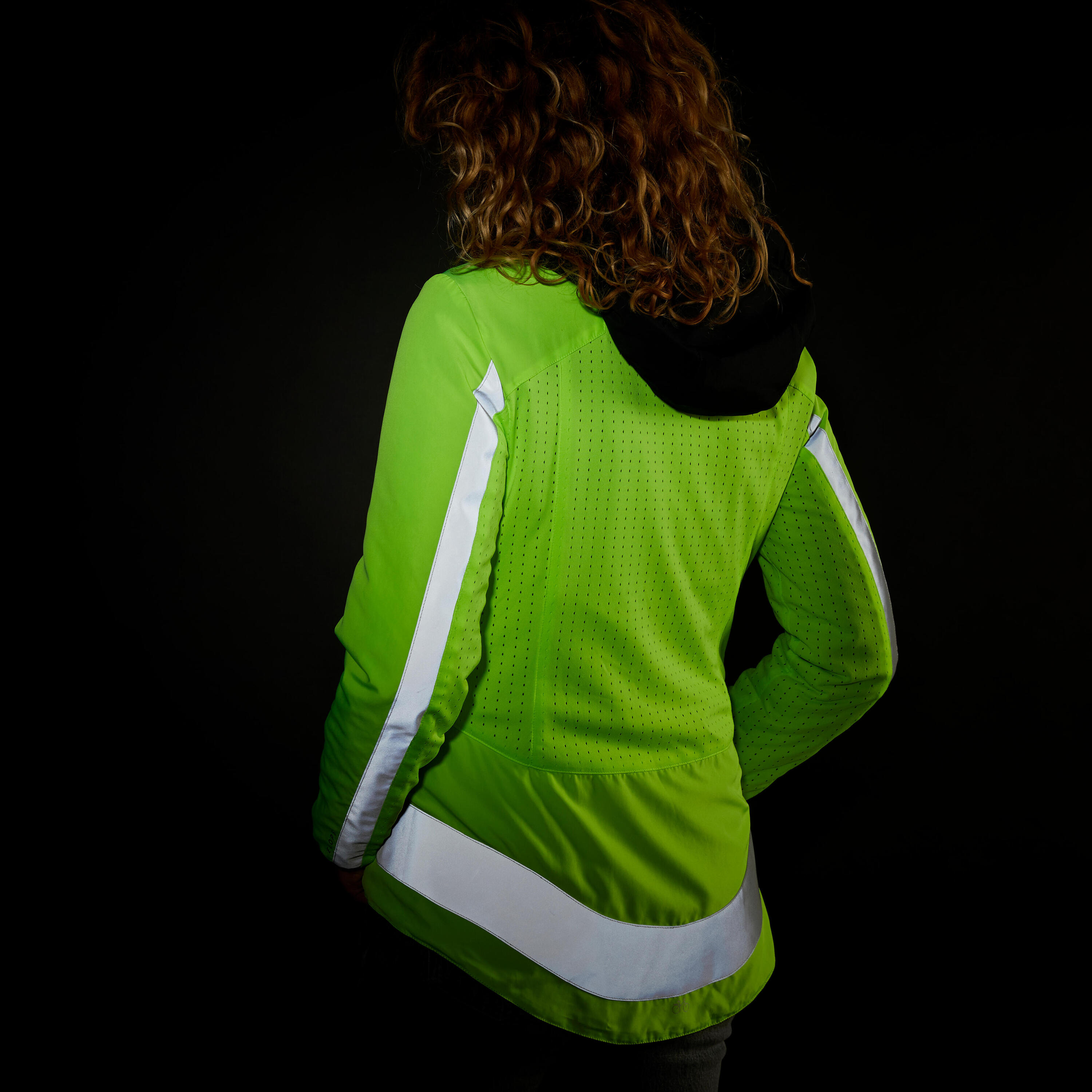Women's Warm Reversible Cycling Jacket - Black/Hi-Vis 7/16
