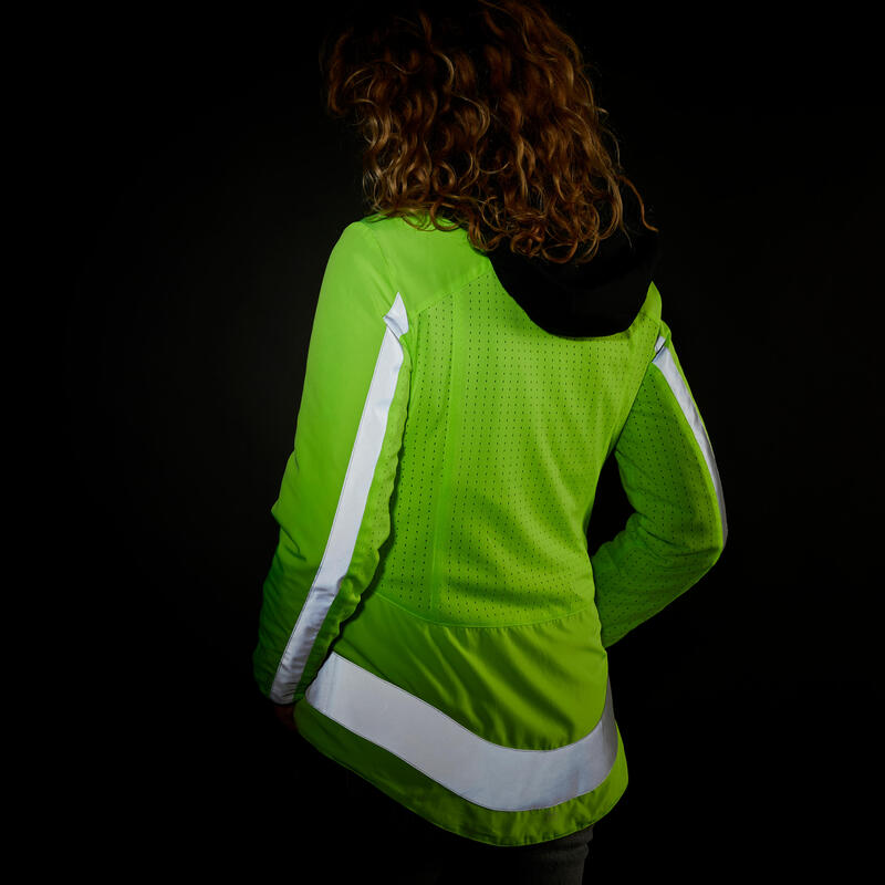 CHAQUETA DE CICLISMO INVIERNO MUJER REVERSIBLE ELOPS 500 ALTA VISIBILIDAD EN1150