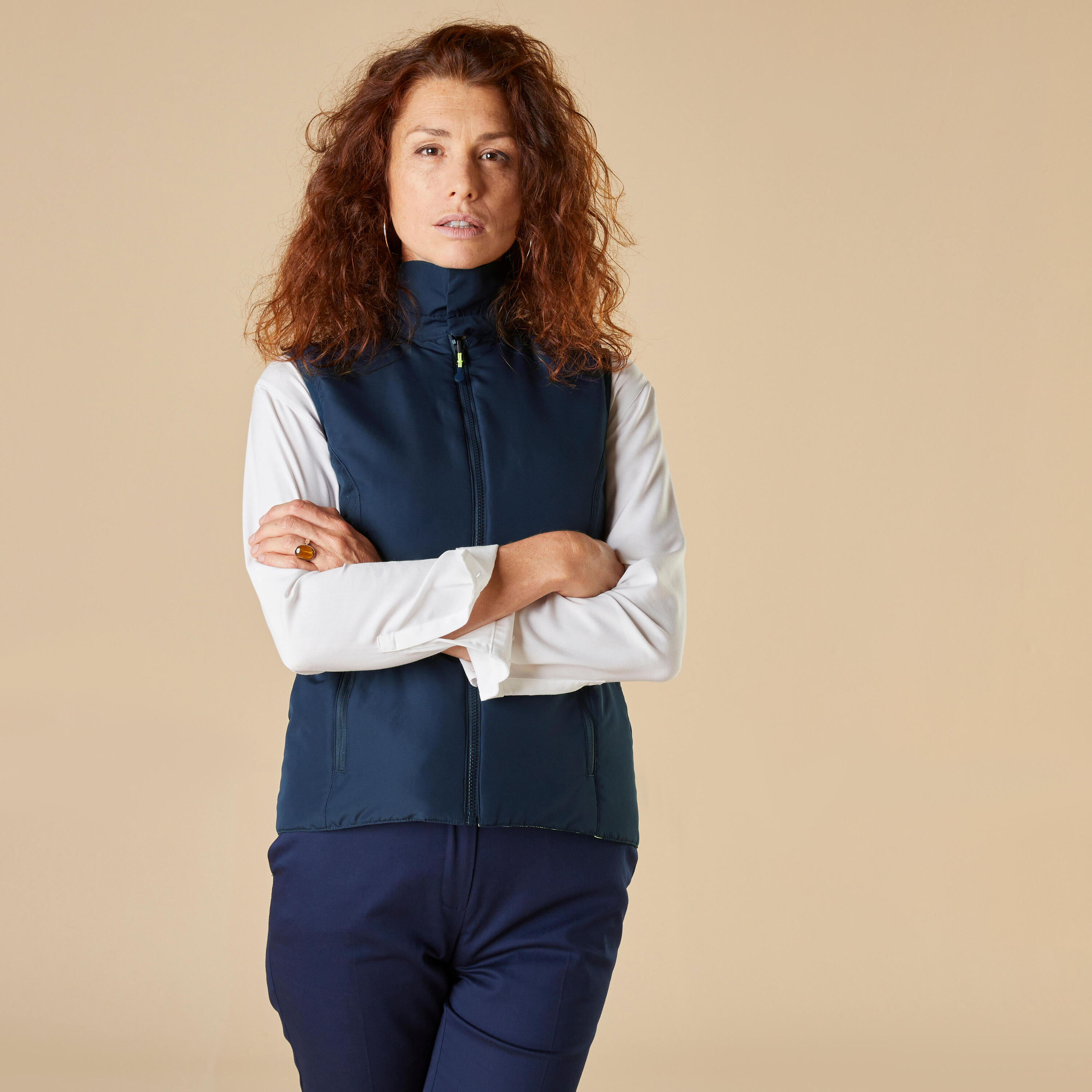 Gilet ciclismo donna 560 DPI fluo blu reversibile 8/19