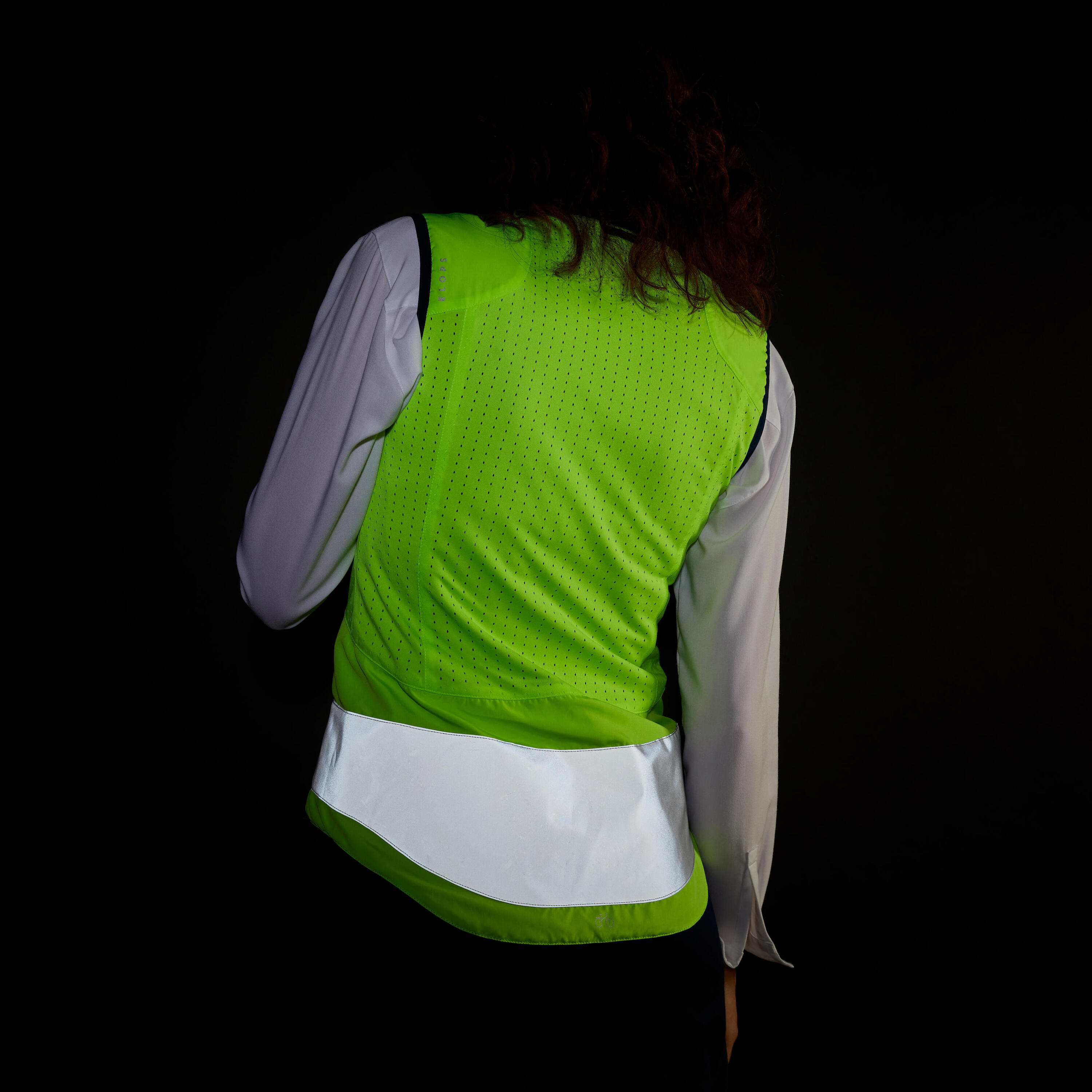 Gilet ciclismo donna 560 DPI fluo blu reversibile 7/19