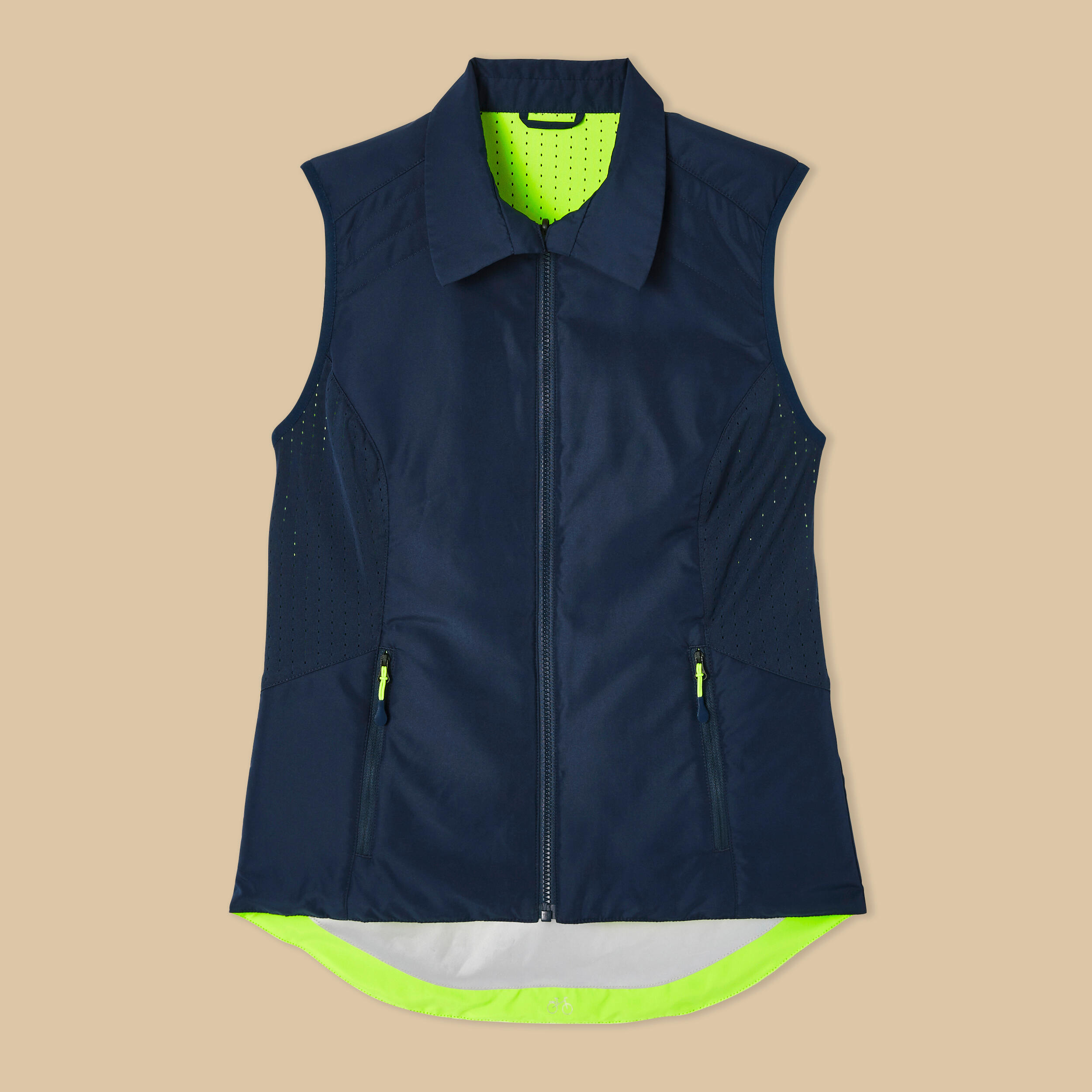 Gilet ciclismo donna 560 DPI fluo blu reversibile 16/19