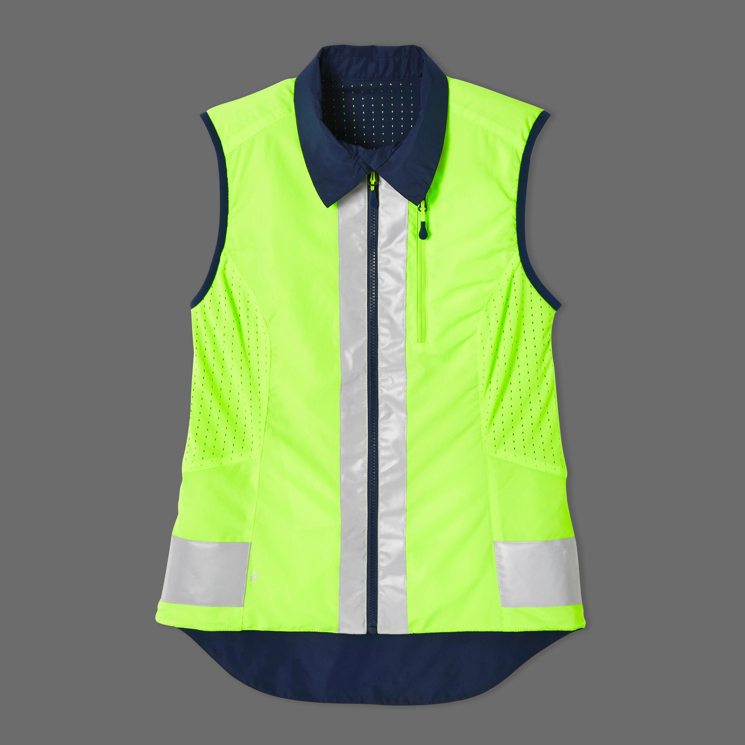 Gilet ciclismo donna 560 DPI fluo blu reversibile 15/19