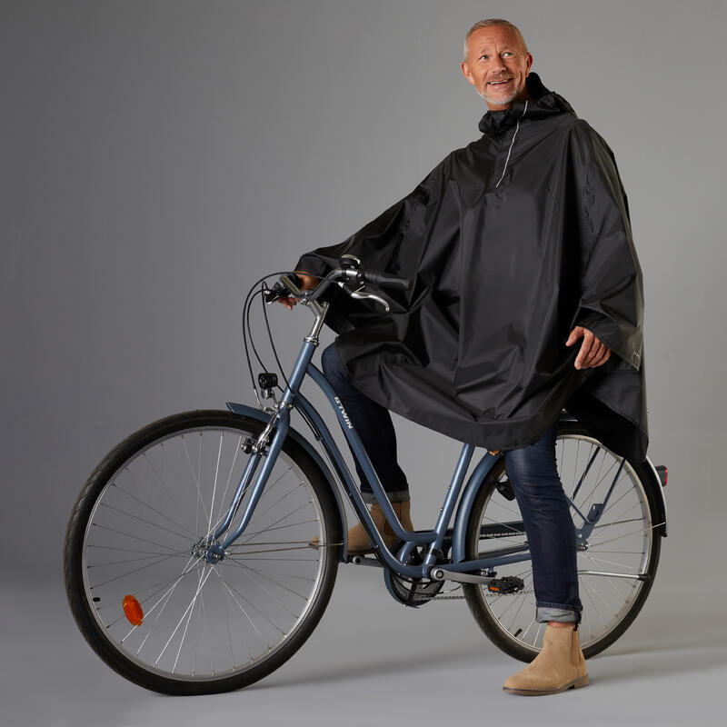 Sip Vástago A menudo hablado Poncho impermeable ciclismo urbano 100 negro | Decathlon