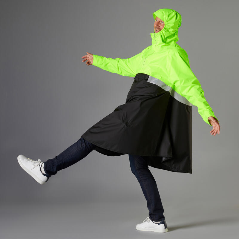 City Cycling PPE Day & Night Visibility Poncho 560 - Neon Yellow/Black