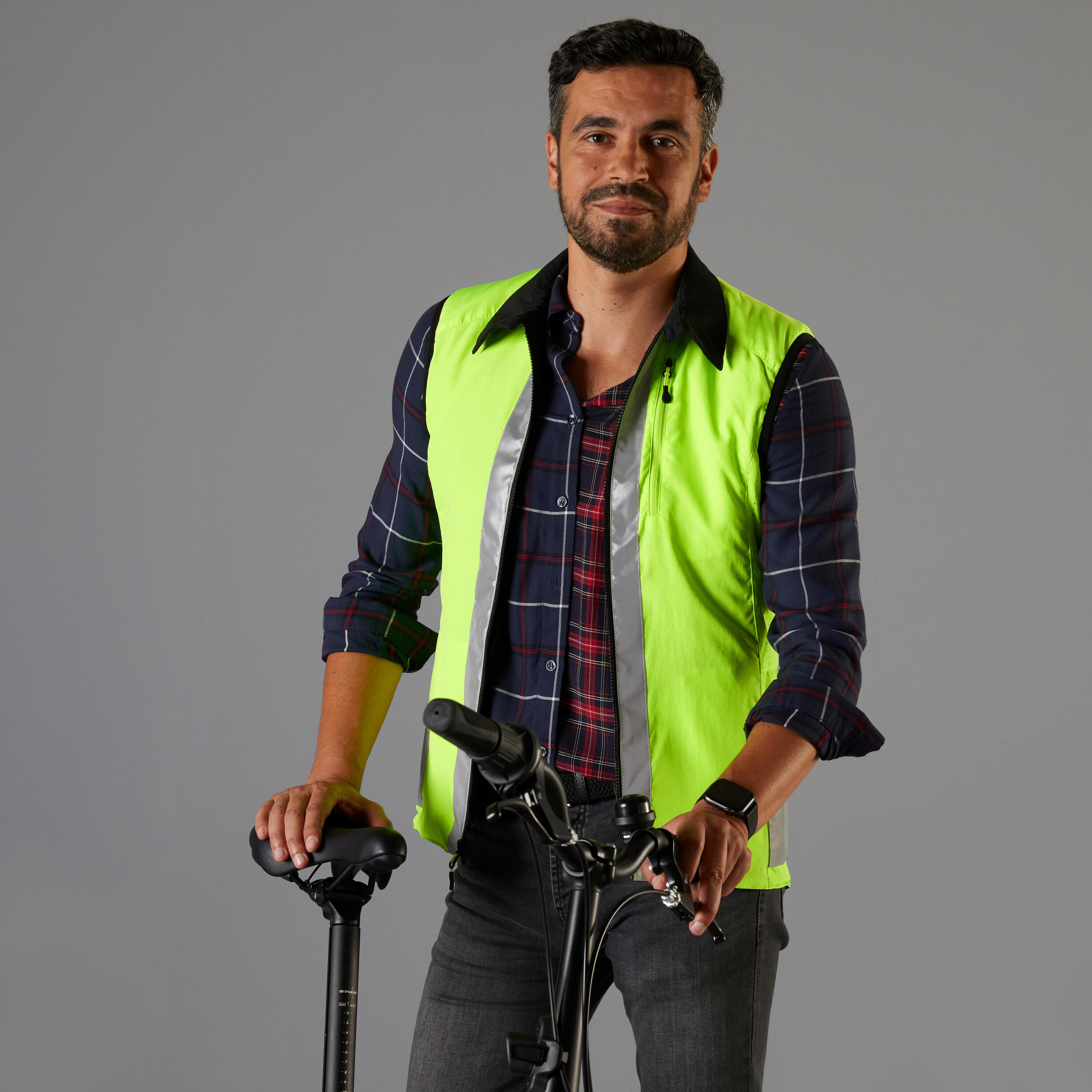 BTWIN Chaleco ciclismo Reversible EPI Visibilidad EN1150