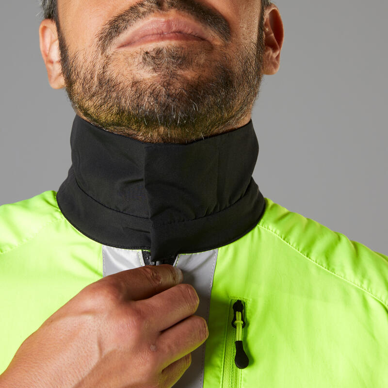 Vestes Homme | Btwin GILET VELO SANS MANCHE REVERSIBLE CERTIFIE EPI  VISIBILITE JOUR NUIT 560 HOMME Noir / Fluo Jaune Vert — Dufur