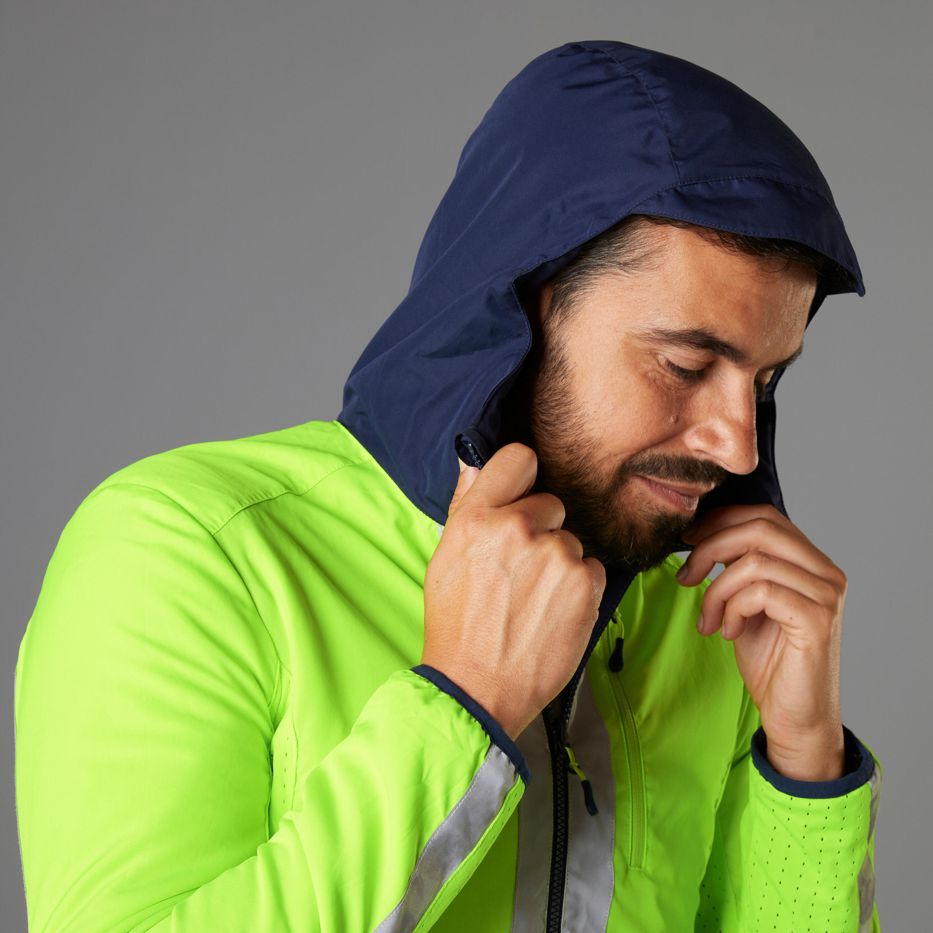 CHAQUETA CICLISMO INVIERNO HOMBRE REVERSIBLE ELOPS 500 ALTA VISIBILIDAD EN1150 6/19